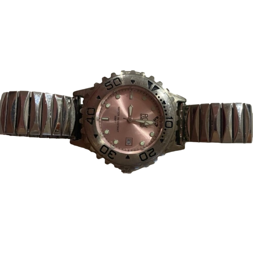 Roxy by quicksilver Date Calendar Pink Quartz Silver Tone Watch